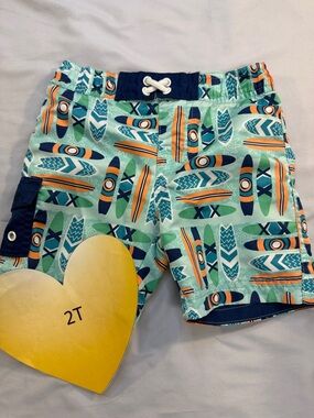 UV Skinz - Retro Green and Orange Swim Trunks